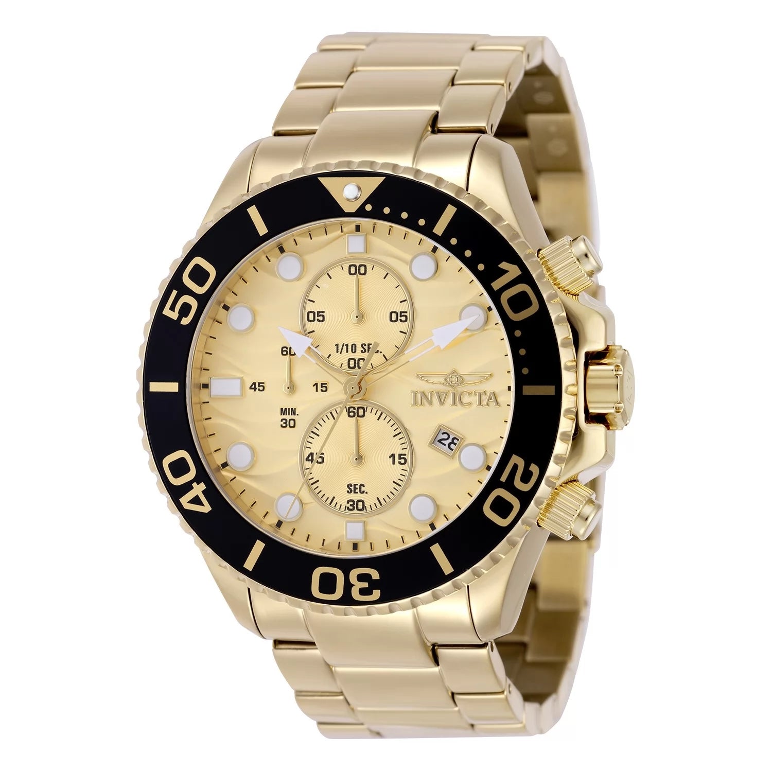 Invicta Men's 50225 Pro Diver Quartz VD57 Gold Dial Watch